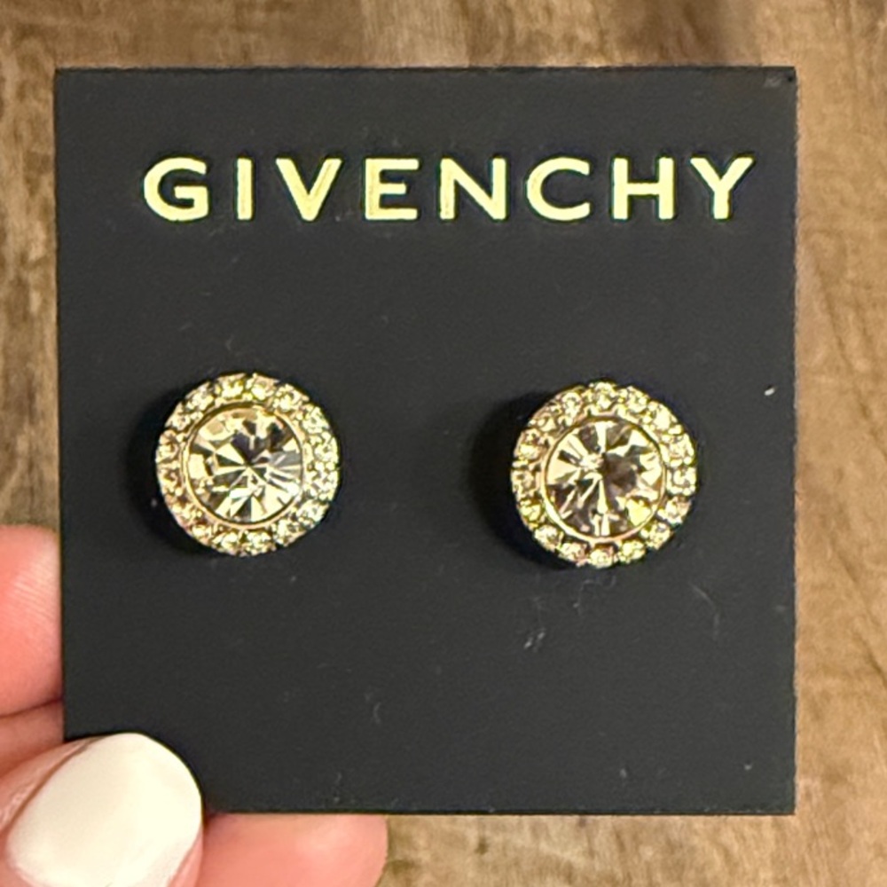 Givenchy Gold Crystal Halo Stud Earrings